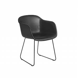 Fiber Chair: Fiber Armchair Sled Base - Leather