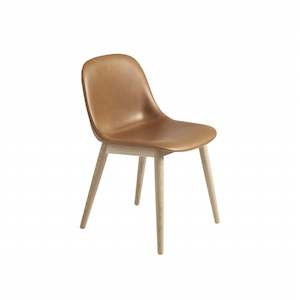 Fiber Side Chair Wood Base - Leather