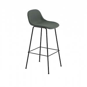 Muuto Fiber Bar Stool: Fiber Bar Stool w.back Tube base 75cm - Fabric