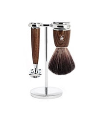 Shaving Brush and Stand: MUHLE S21H220SR Safety Razor Shaving Set Black Fibre Ash Wood