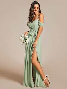 Bridesmaid Dresses: Kimba drop sleeve bridesmaid dress with a split