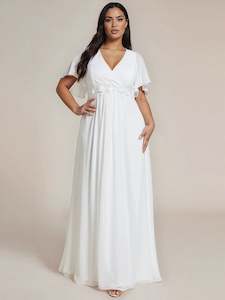 Tyler short sleeve chiffon wedding dress in ivory Express NZ wide
