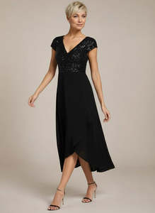 Mother Of The Bride Dress: Hailey black sequinned cap sleeve dress Express NZ Wide