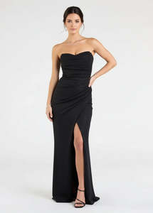 Ball Dresses: Jackie Strapless Black Ball Dress with Slit Express NZ wide