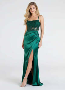 Serena Ball Dress with Corset in emerald Express NZ Wide