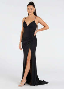Tanisha Black Ball Gown with Slit Express NZ Wide