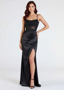 Ball Dresses: Serena Ball Dress with Corset in black Express NZ Wide