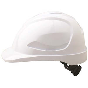 V9 Hard Hat - Unvented - Ratchet Harness - White
