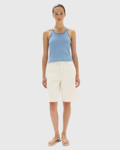 Assembly Label: Drew Stripe Rib Knit Tank Bahama/White