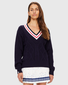 Renshaw Josette V Neck Sweater Navy