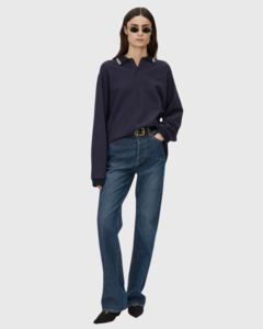 Sale: Aqui Long Sleeve Monogram Top Midnight Navy