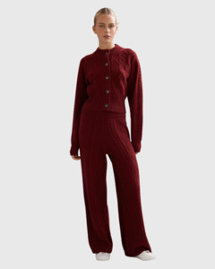 Sale: Cable Knit Cardi Maroon