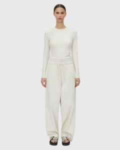 Nora Long Sleeve Monogram Top Ivory Marle