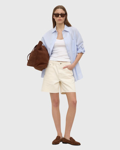 Mid Rise Vintage Denim Short Ecru