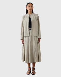 Outerwear: Mandarin Shirt Jacket Pale Sage