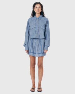 Rowie: Cole Stripe Crop Shirt Lagoon