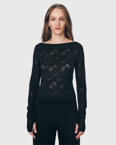 Samantha Lace Top Noir