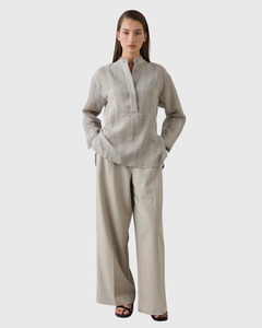 Laing: Relaxed Ramie Linen Shirt Stone