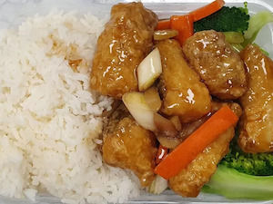 Soy sauce Hapuka with Broccoli on Rice BBQ Noodles House