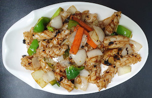 Stir Fried Squid with Black Bean Sauce( 7) BBQ Noodles House