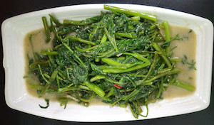 Products: Water Spinach with Tofu paste and chili BBQ Noodles House