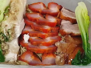 Products: Choice of Three BBQ Meats in Egg Noodle/Rice Noodle/Vermicelli Soup BBQ Noodles House