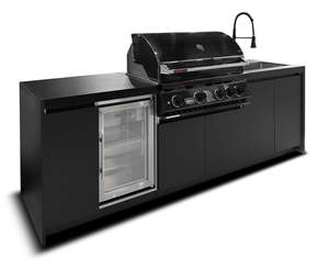 Outdoor Kitchen: Titan 304 S/S Satin Black Outdoor Kitchen - 4 burner