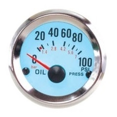 52mm Analog: 2" WHITE FACE OIL PRESSURE GAUGE. CHROME BEZEL - BC Direct