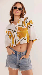 Womens: MINK PINK - Zuri Crop Shirt - White Palm