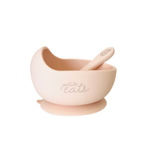 Petite Eats: Petite Eats - Suction Bowl and Spoon - Blush