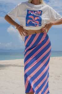 Palm Collective: Palm Collective - Ziggy Stripe Skirt - Blue