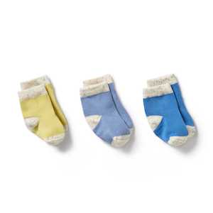 Wilson & Frenchy - Organic 3 Pack Baby Socks - Endive, Bluebell, Blue