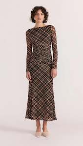 STAPLE THE LABEL - REIGN MESH MIDI DRESS - Check