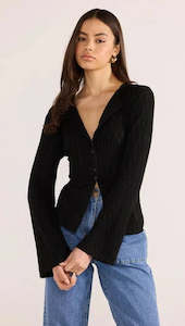 MINK PINK - Johnna Button Knit Top - Black