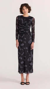 Womens Winter Sale 2 Get 30 Off: STAPLE THE LABEL - AURA MESH MIDI DRESS - ABSTRACT