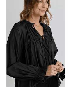 IVY + JACK - Artist LS Gathered Top - Black