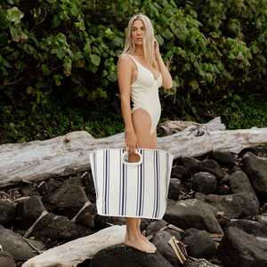 SUNNYLiFE  - Carryall Beach Bag - The Resort Coastal Blue / Cream