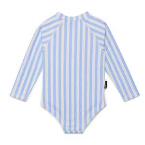Crywolf - LONG SLEEVE SWIMSUIT - Sky Blue Stripe