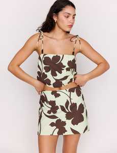 MINK PINK - Esme Mid Rise Mini Skirt - Chocolate Floral