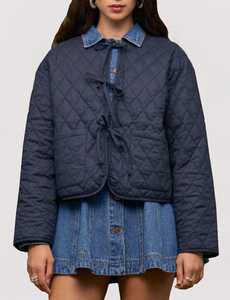 All Womens: MINK PINK - Joe Reversible Quilted Jacket - Navy / White Gingham