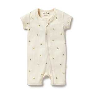 6 12 Months: Wilson & Frenchy - Organic Boyleg Zipsuit - Bee Mine