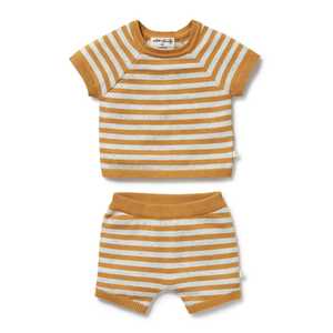 Matching Sets Boys: Wilson & Frenchy - Organic Two-Piece Knitted Set - Golden Wave Stripe