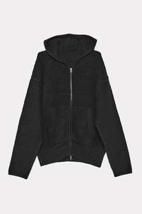 Homepage: KNIT ZIP HOOD - BOILED BLACK