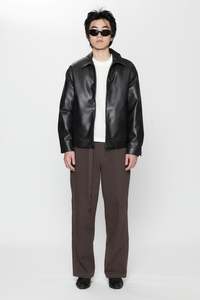 Outerwear: VEGAN LEATHER JACKET - JET BLACK