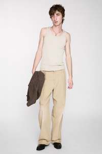 Bottoms: Pleated Work Pant - Sand