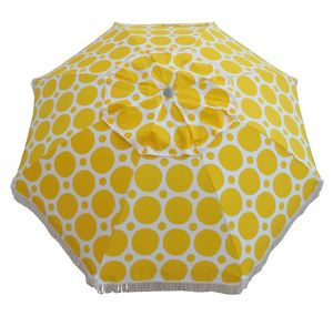 Beach Umbrellas: Classic Fringe Beach Umbrella - Morning Sunshine Yellow
