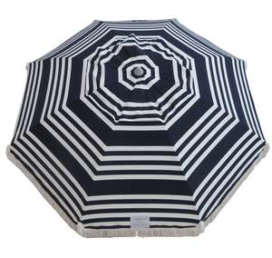 Beach Umbrellas: Hollie & Harrie Classic Fringe 210cm Canvas Beach Umbrella - Hello Sailor