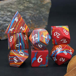 Rainbow Natural Turquoise Gemstone Dice Set & Dice Case