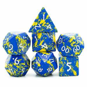Gemstone Dice: Jackson Pollock - Textured Turquoise Gemstone Dice Set & Dice Case
