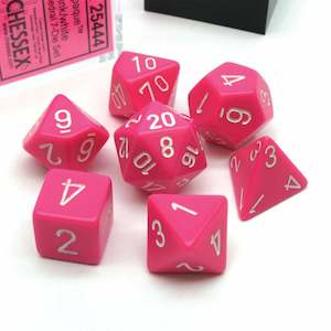 Chessex Opaque Pink & White 7 Piece Polyhedral Dice Set (CHX 25444)